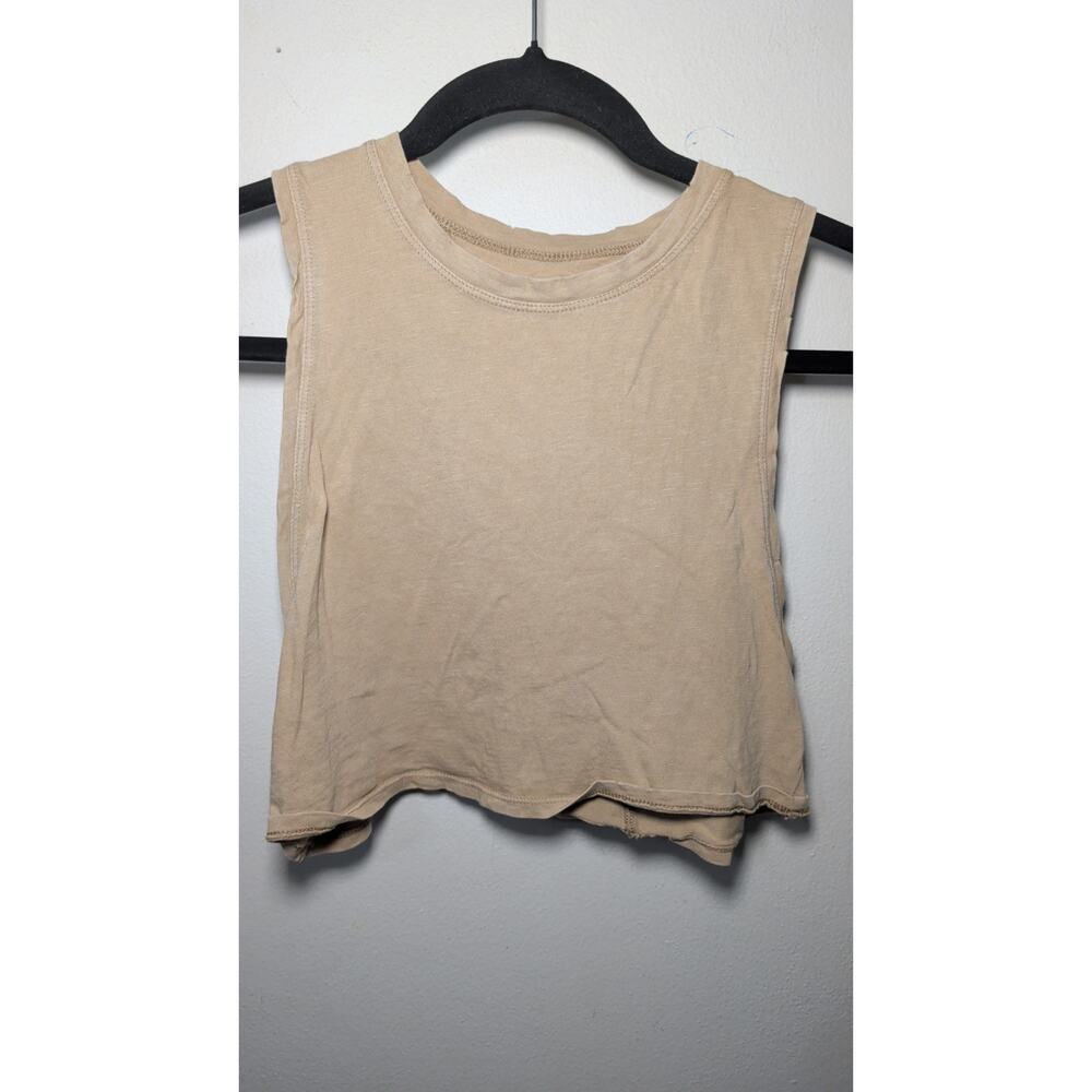 Aerie Offline Cropped Tank Top Beige Oversized Gym Workout Women's Size XS